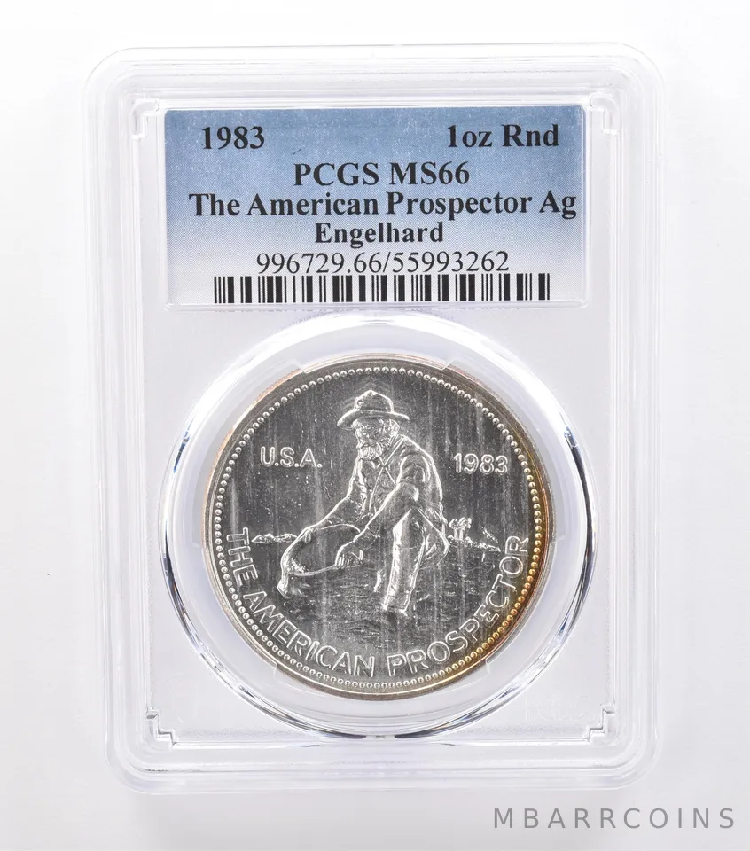 1983 Engelhard American Prospector 1 Oz Silver MS66 PCGS Beautiful Tone *9228