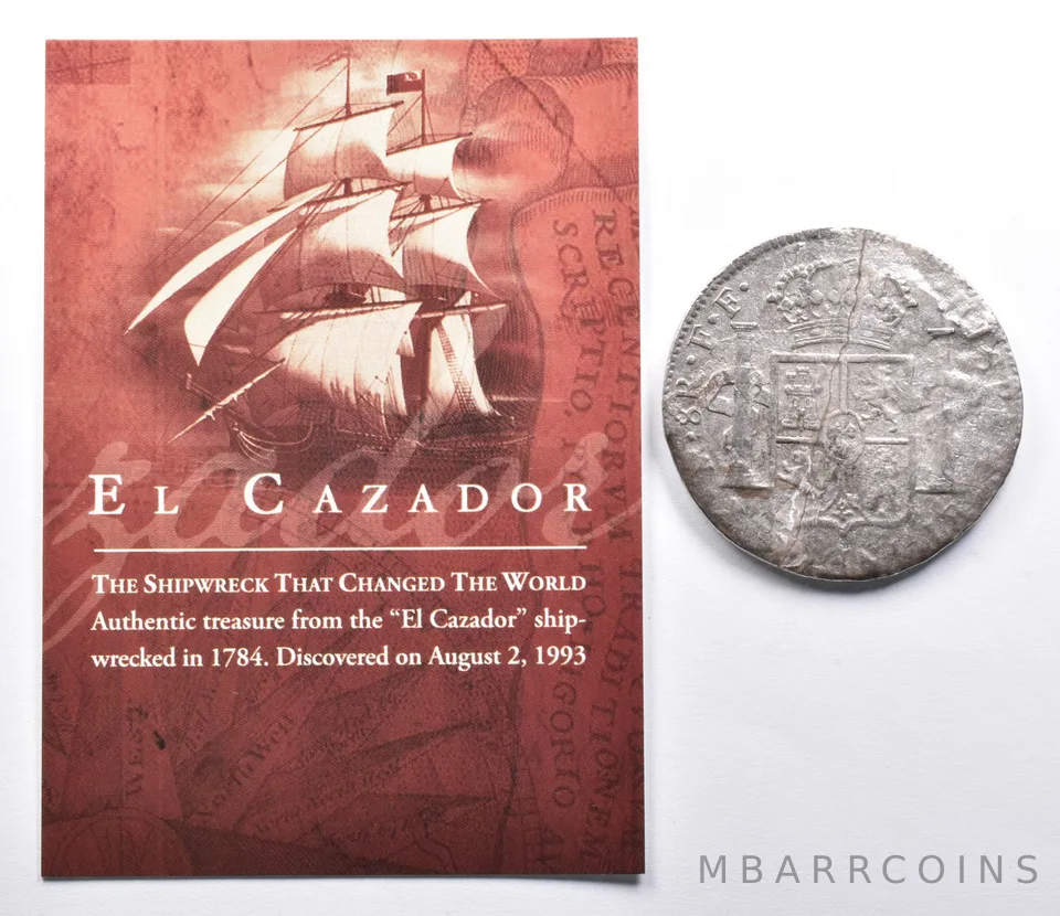 1700's El Cazador Spanish Colonial 8 Reales Shipwreck Coin *3614