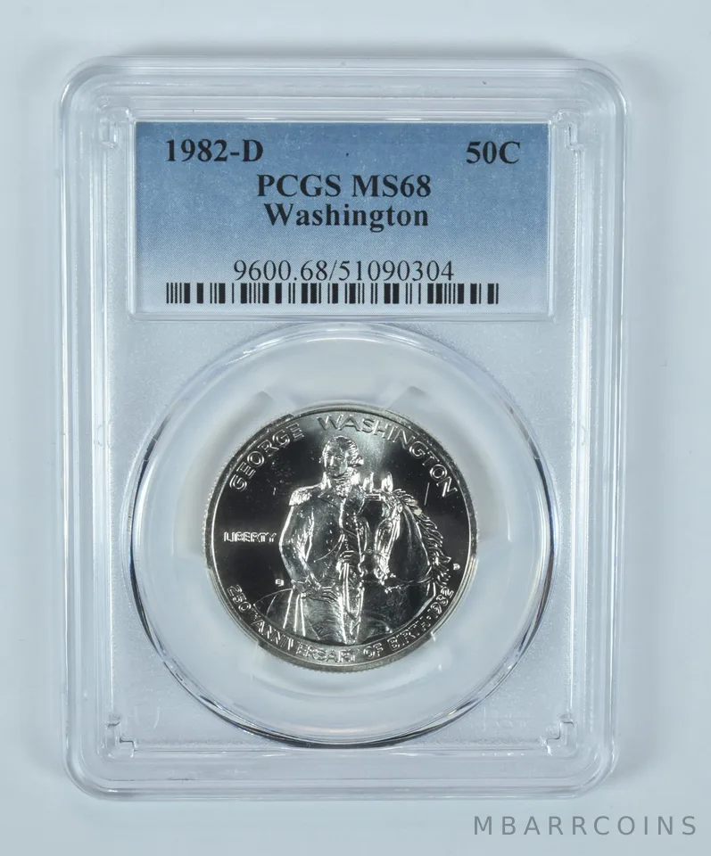 1982-D Washington Commemorative Half Dollar MS68 PCGS Blue Label
