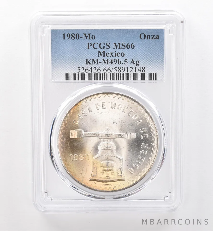 1980 Mo Mexico 1 Onza Silver KM-M49b.5 MS66 PCGS Peripheral Tone *9525