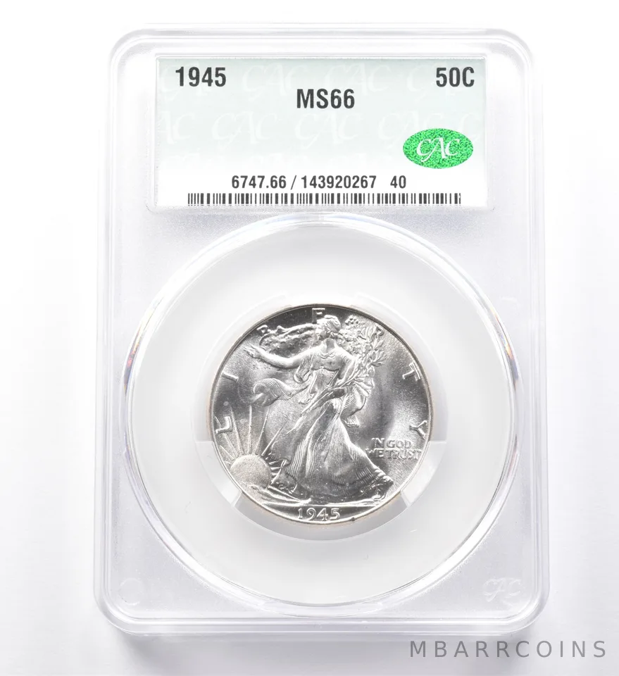 1945 Walking Liberty Half Dollar MS66 CAC a0018