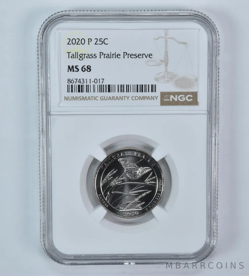 2020-P ATB Quarter Tallgrass Prairie Preserve MS68 NGC Brown Label