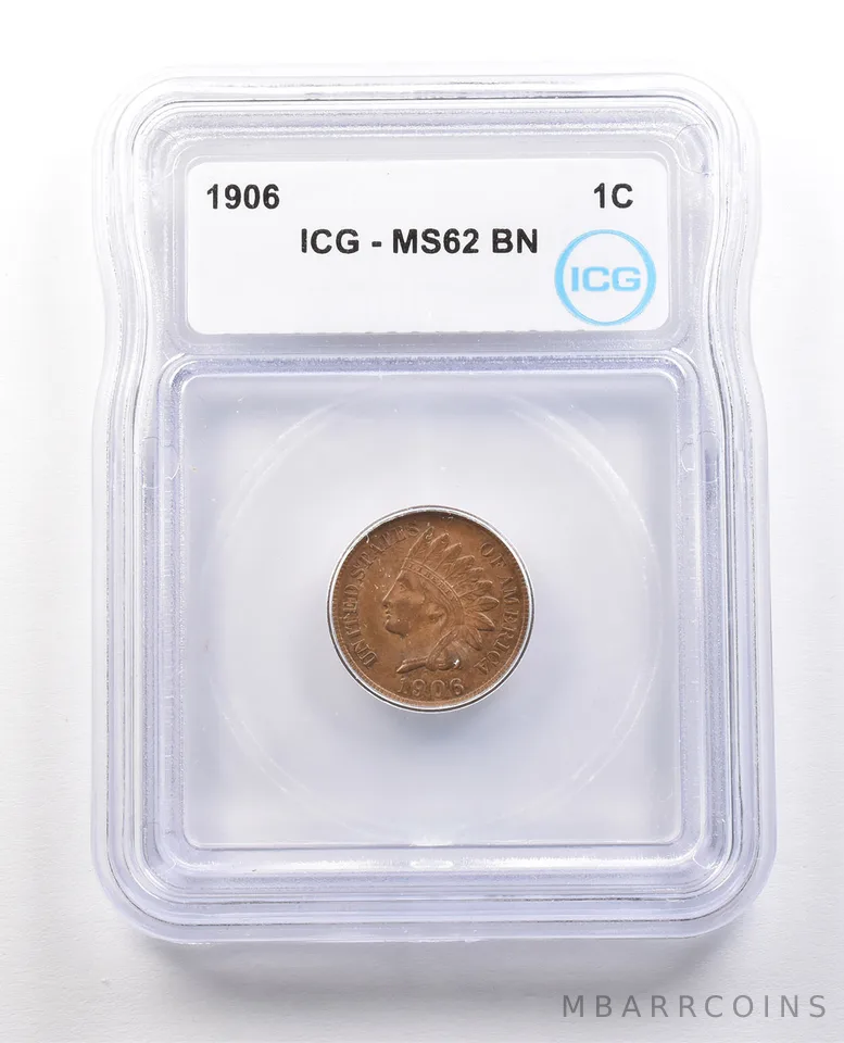 1906 Indian Head Cent MS62 BN ICG *1423