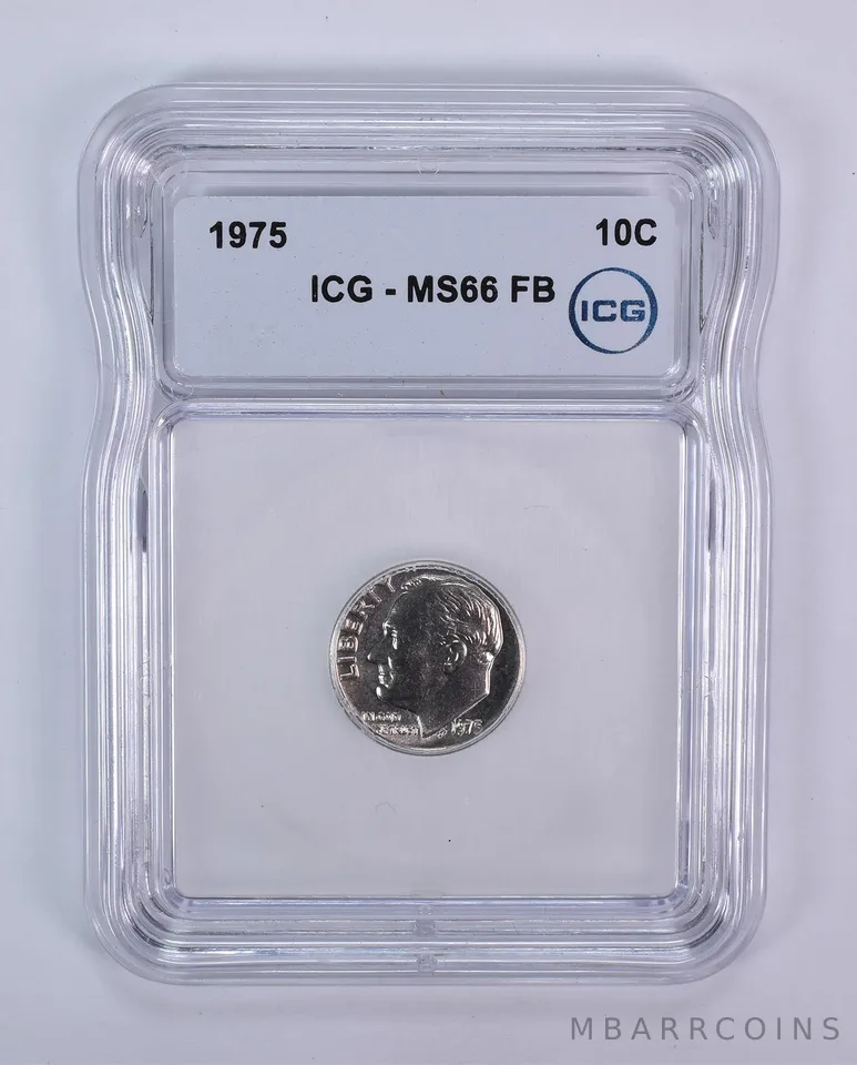 1975 Roosevelt Dime MS66 FB ICG