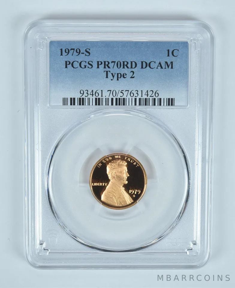1979-S Lincoln Memorial Cent Type 2 PR70 RD DCAM PCGS Blue Label