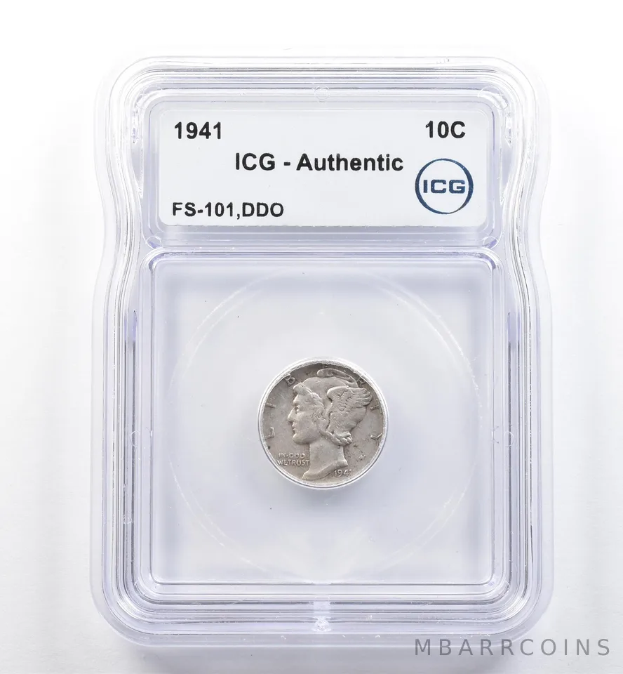 1941 Mercury Dime FS-101 DDO Authentic ICG *5996