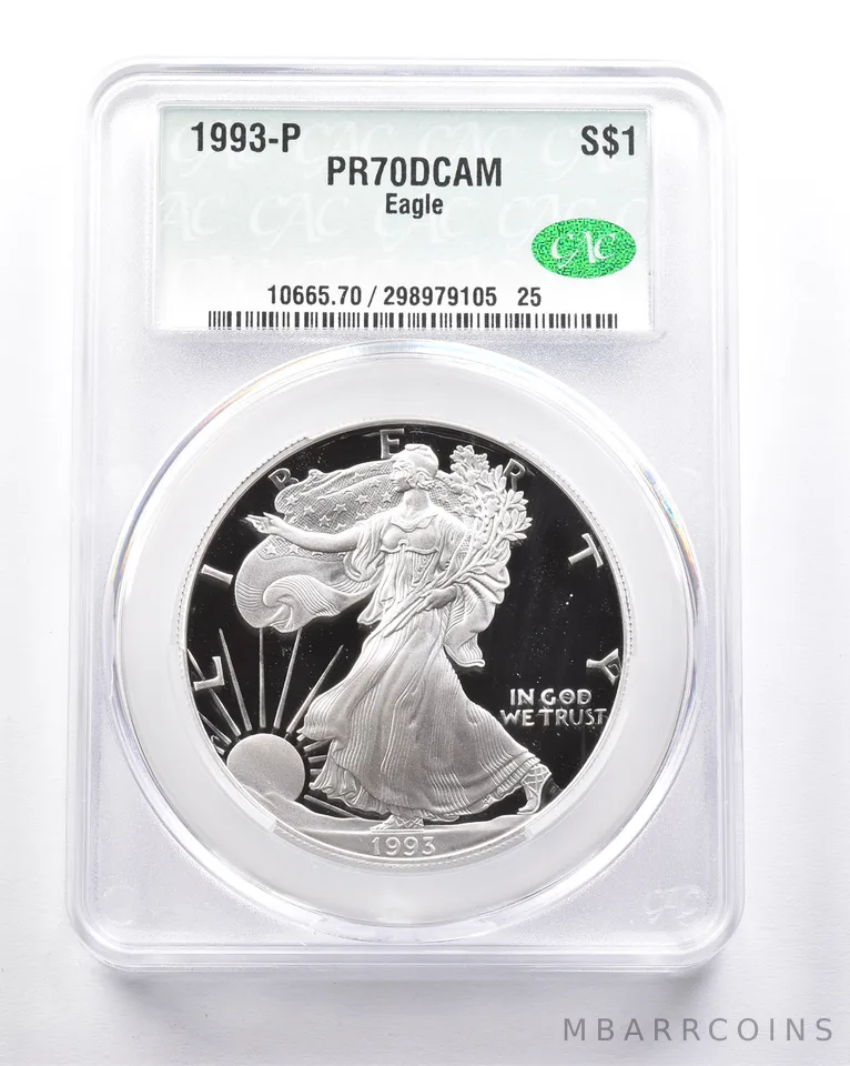 PR70 DCAM 1993-P American Silver Eagle CAC CACG *6270