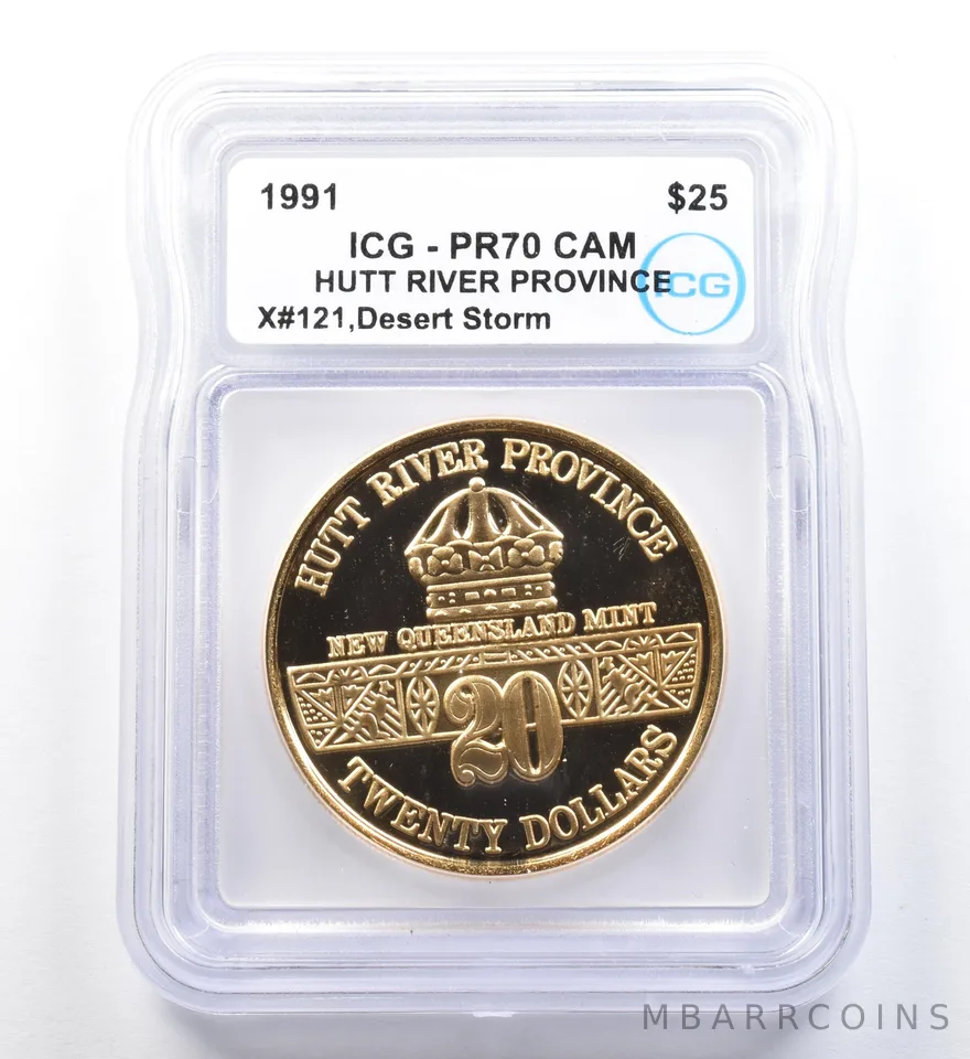 1991 Hutt River Province 25 Dollars Desert Storm X#121 PR70 CAM ICG a1144