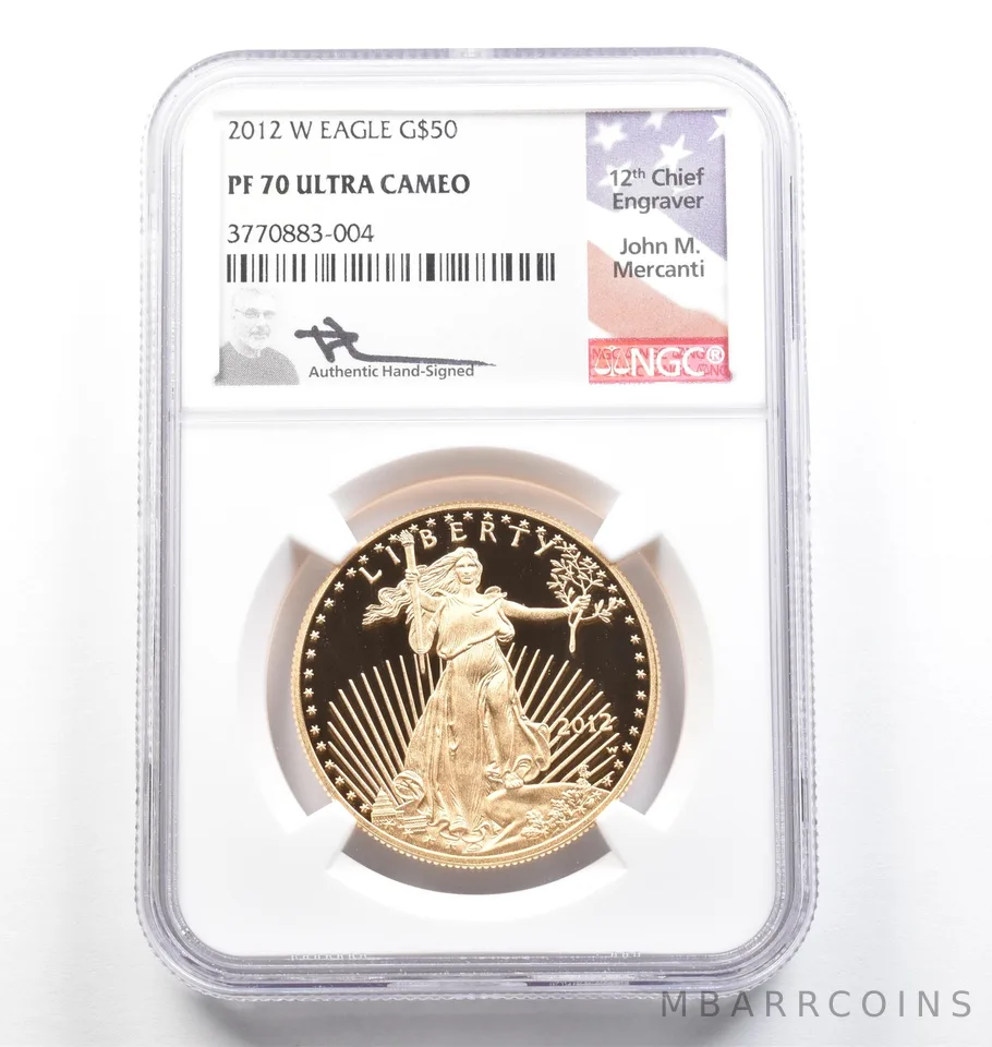 2012-W $50 American Gold Eagle Mercanti 1 Oz Gold PF70 UCAM NGC *9807