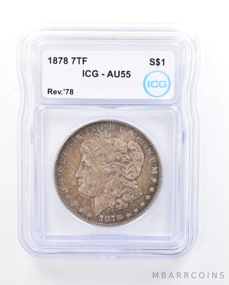 1878 7TF Morgan Silver Dollar AU55 ICG Beautiful Tone *5102