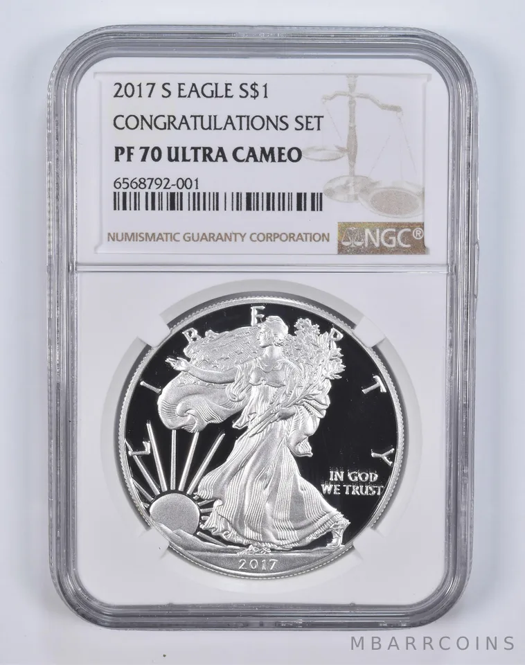 2017-S American Silver Eagle Congratulations Set PF70 UCAM NGC Brown Label