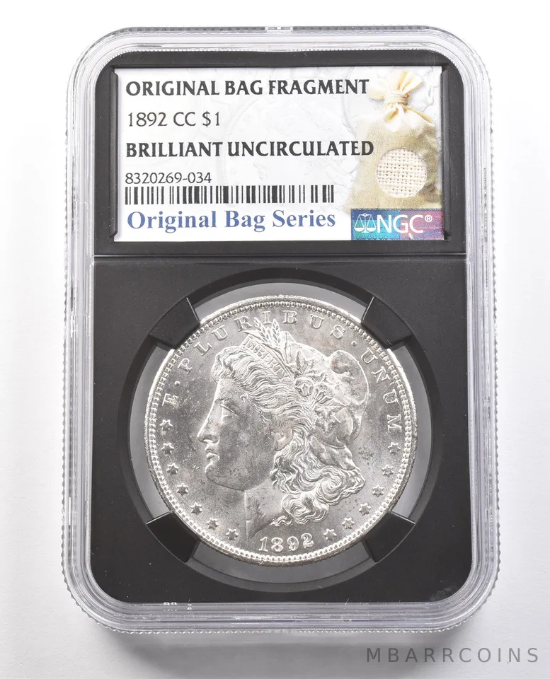 1892-CC Morgan Silver Dollar Original Bag Fragment BU NGC *6150