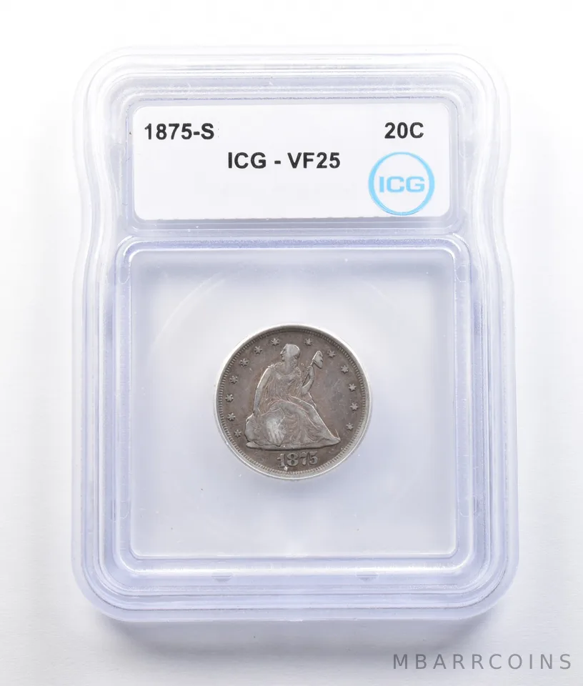 1875-S Seated Liberty Twenty Cents VF25 ICG *2725