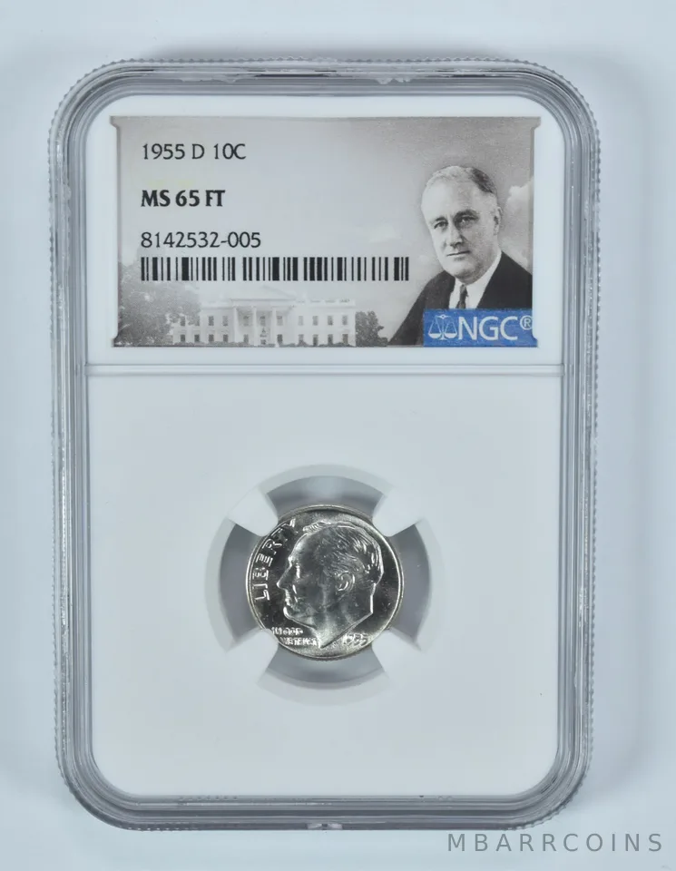 1955-D Roosevelt Dime MS65 FT NGC Special Label