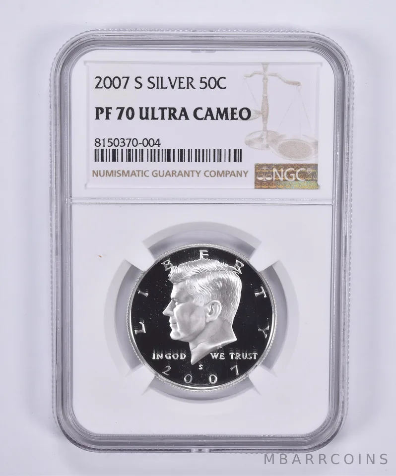 2007-S Kennedy Half Dollar Silver PF70 UCAM NGC Brown Label