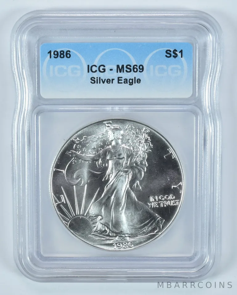 1986 American Silver Eagle MS69 ICG