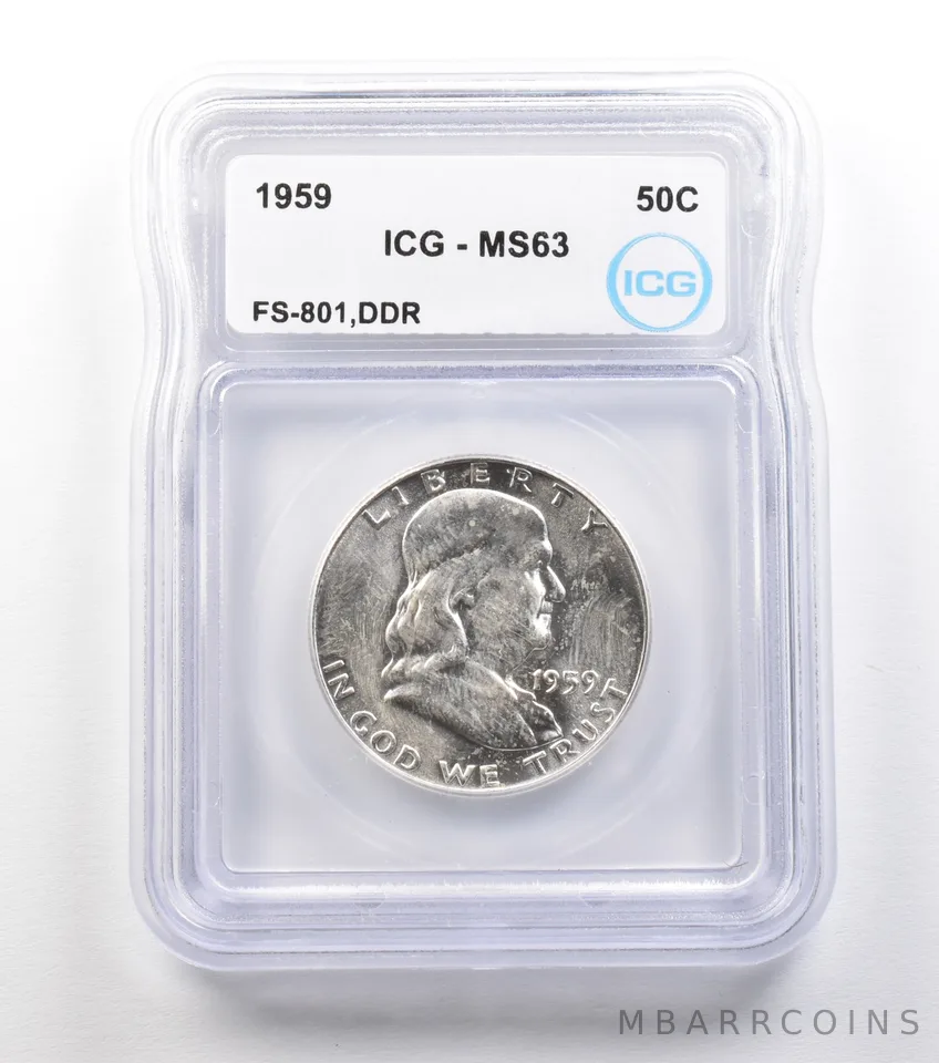 1959 Franklin Half Dollar FS-801 DDR MS63 ICG *1524