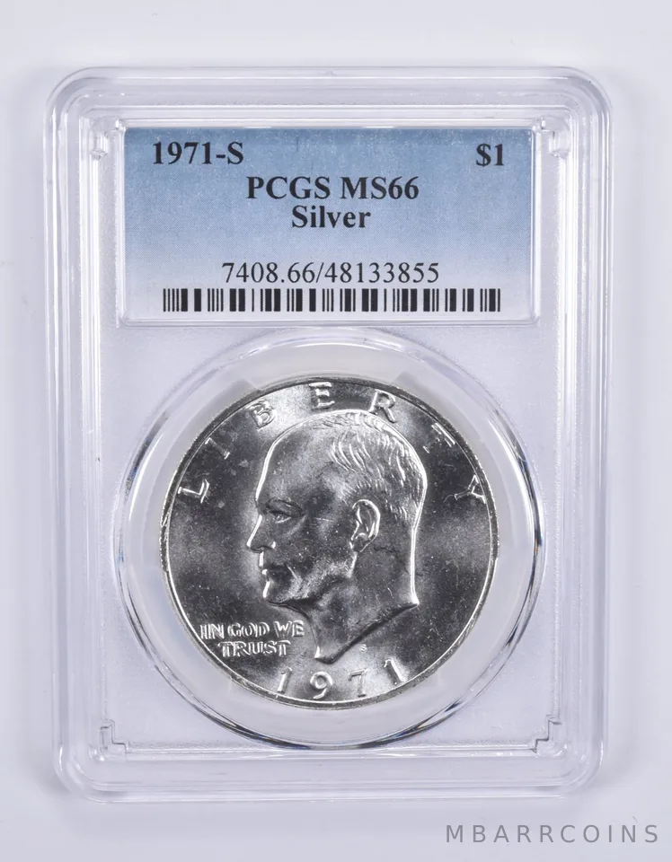 1971-S Eisenhower $1 Silver MS66 PCGS Blue Label