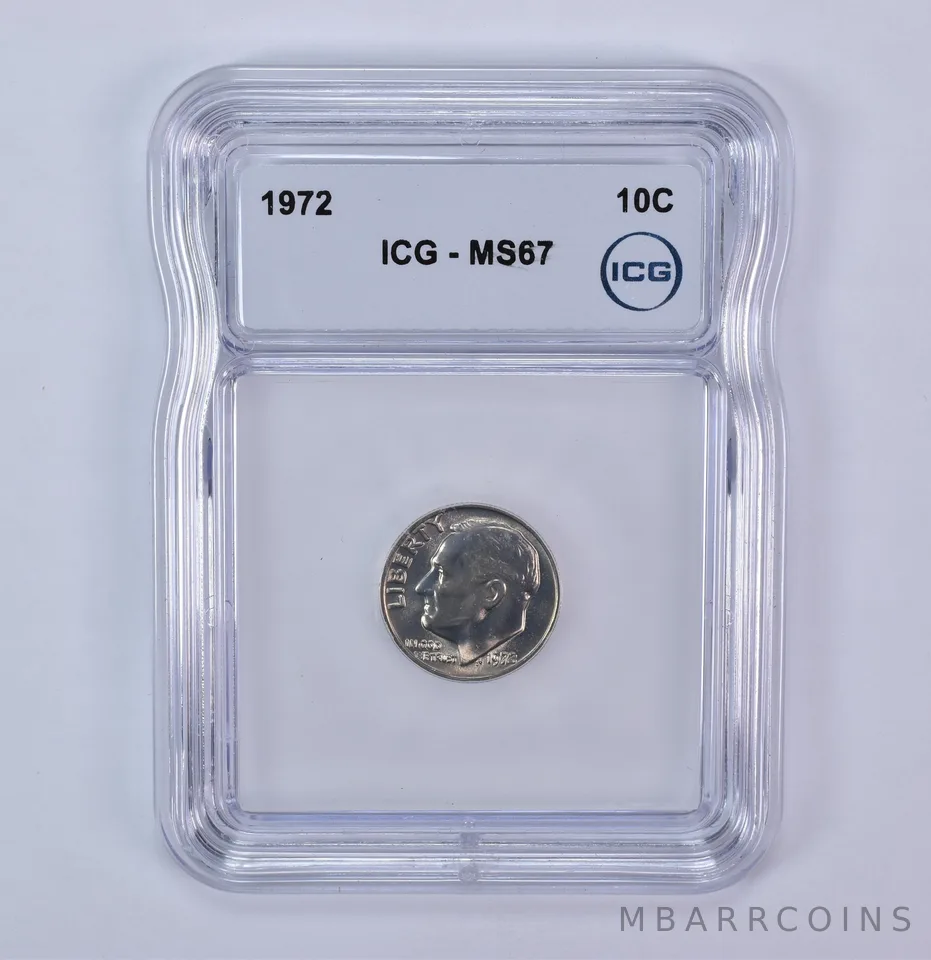 1972 Roosevelt Dime MS67 ICG