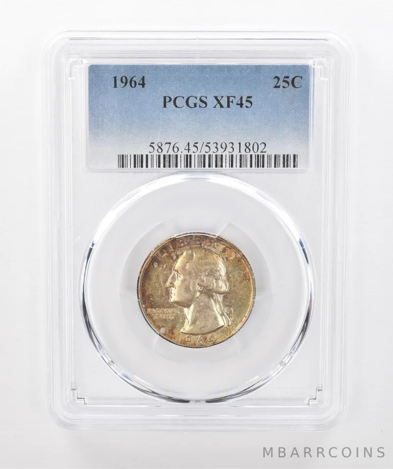 1964 Washington Quarter XF45 PCGS Beautiful Tone *1440