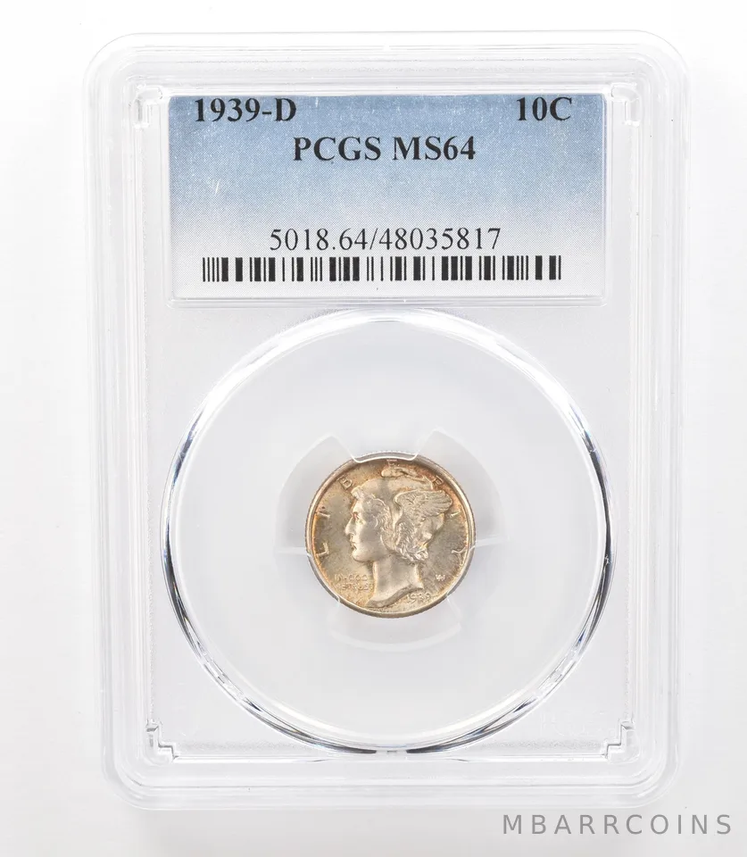 1939-D Mercury Dime MS64 PCGS Beautiful Tone *3191