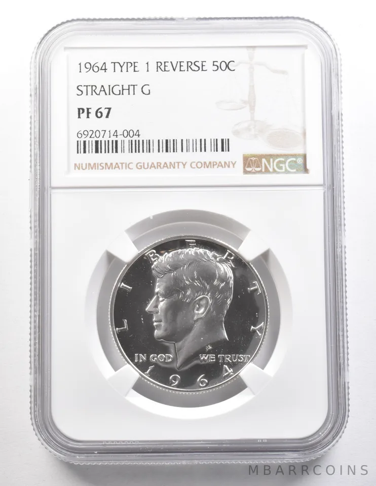 1964 Kennedy Half Dollar Type 1 Reverse Straight G PF67 NGC *3747