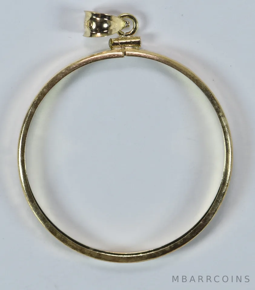 14kt Gold Coin Bezel Morgan Peace Dollar 38mm 3.1g a9524
