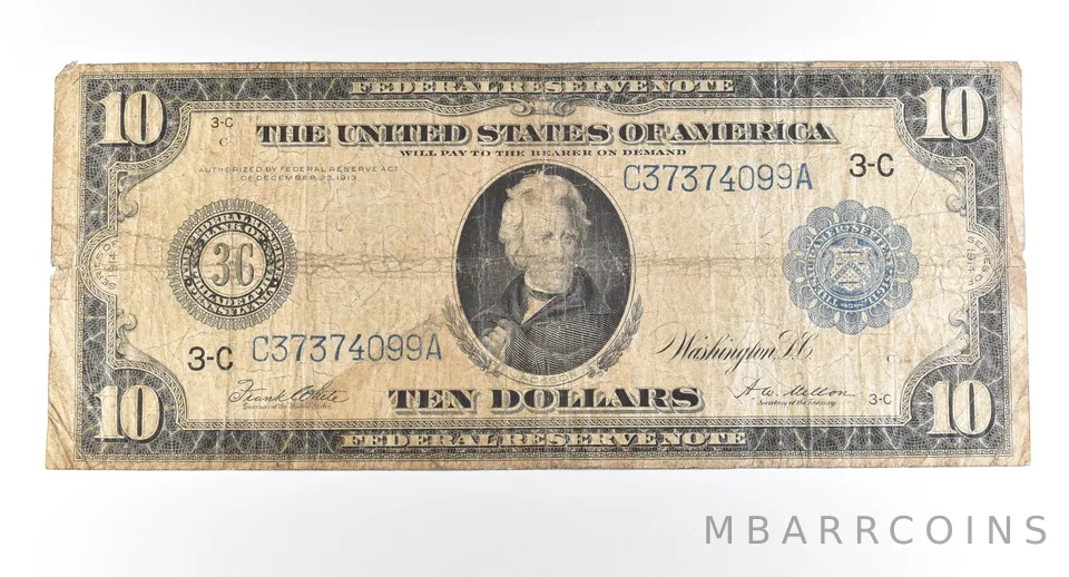 1914 $10 Philadelphia PA FRN Large Note Blue Seal Fr#915 *2790