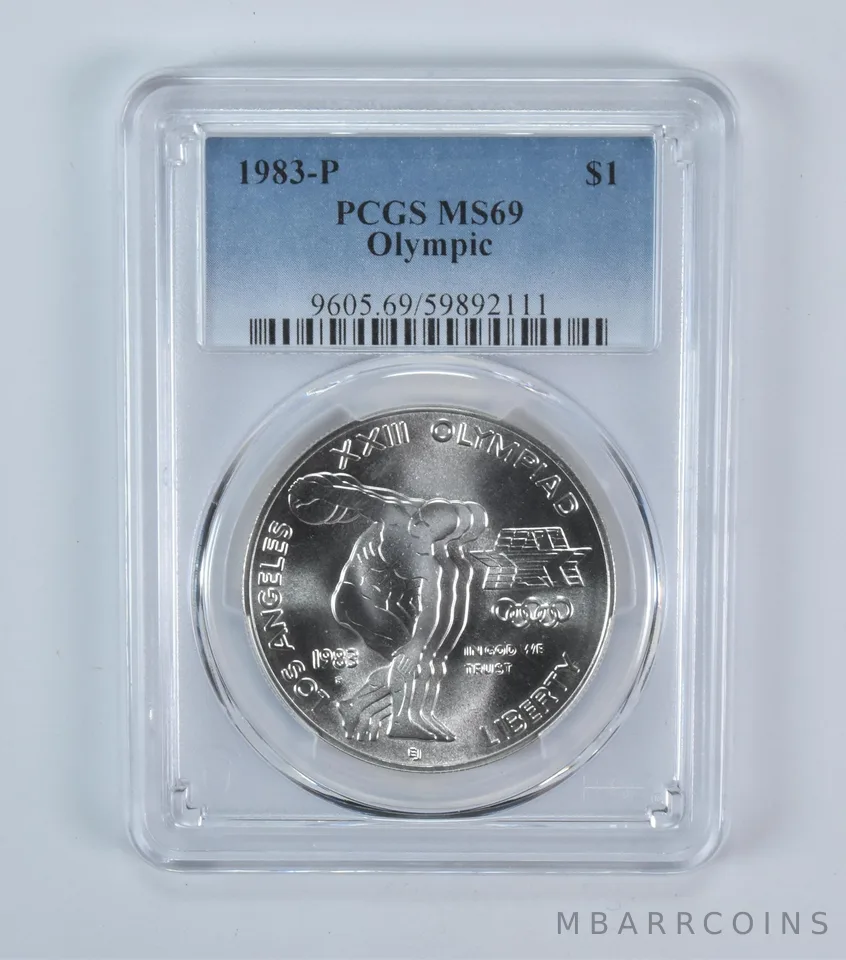 1983-P Olympic Discus Commemorative Silver Dollar MS69 PCGS