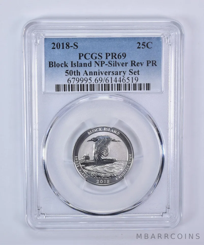 2018-S Quarter ATB Silver Block Island 50th Anniversary Set Reverse PR69 PCGS