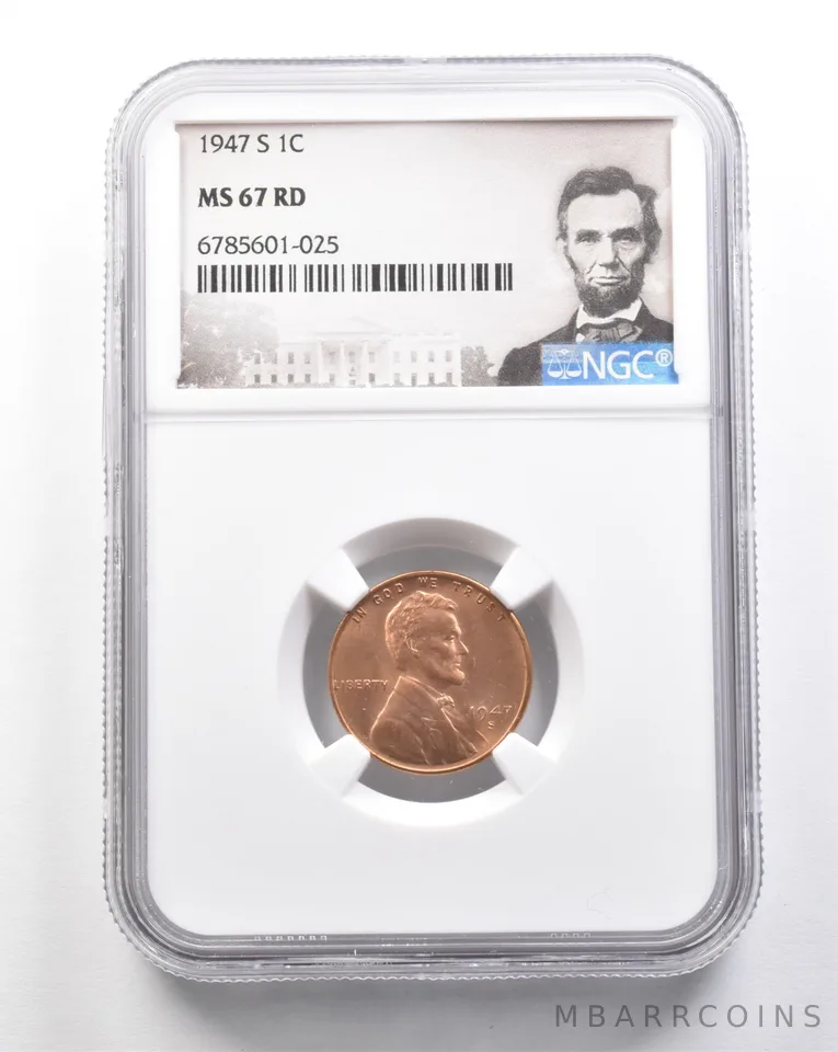 1947-S Lincoln Wheat Cent MS67 RD NGC a7480