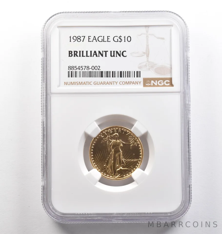 1987 $10 American Gold Eagle 1/4 Oz Gold BU NGC *4019