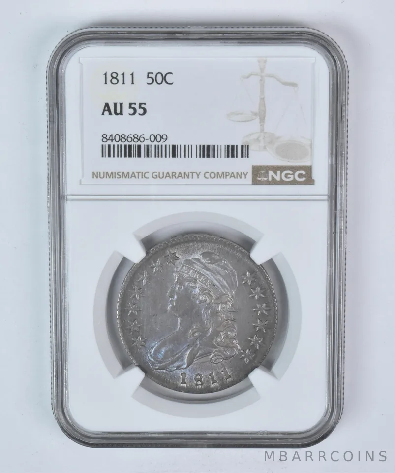 1811 Capped Bust Half Dollar AU55 NGC Beautiful Tone a5895