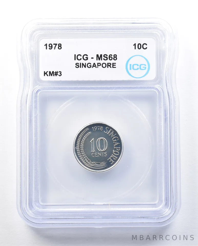1978 Singapore 10 Cent KM#3 MS68 ICG *9000