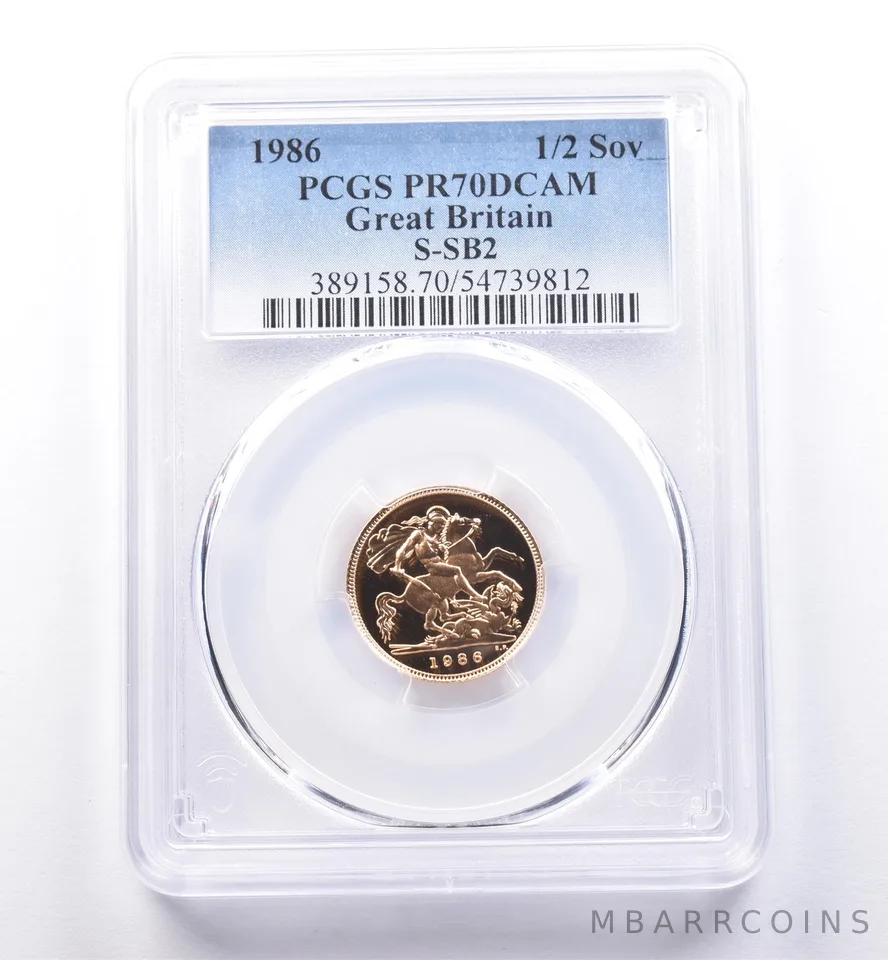 1986 Great Britain Gold 1/2 Sovereign S-SB2 PR70 DCAM PCGS a8617