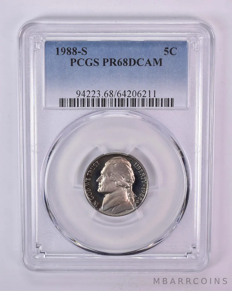 1988-S Jefferson Nickel PR68 DCAM PCGS Blue Label