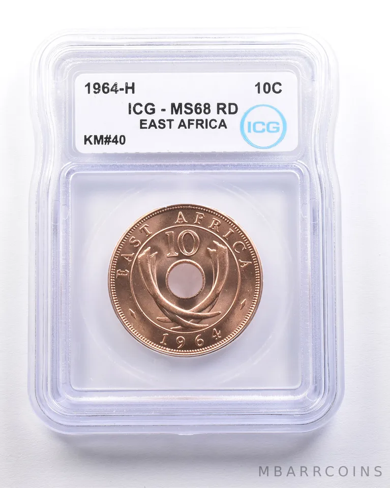 1964 H East Africa 10 Cents KM#40 MS68 RD ICG *4581