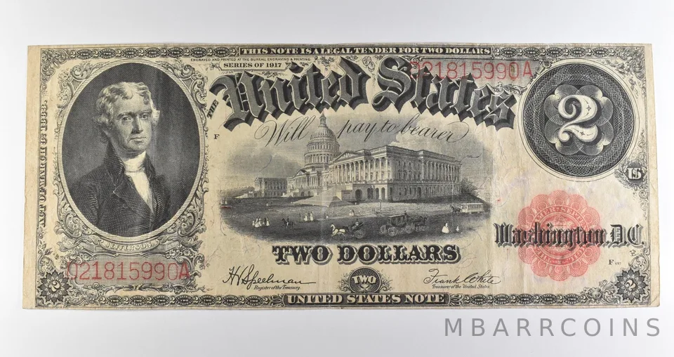 1917 $2 Legal Tender Large Note Red Seal *3572