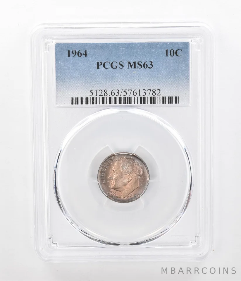 1964 Roosevelt Dime MS63 PCGS Beautiful Tone *2381