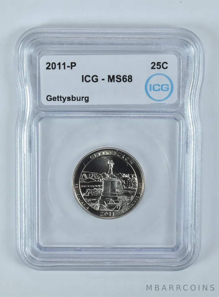 2011-P Washington Quarter ATB Gettysburg MS68 ICG