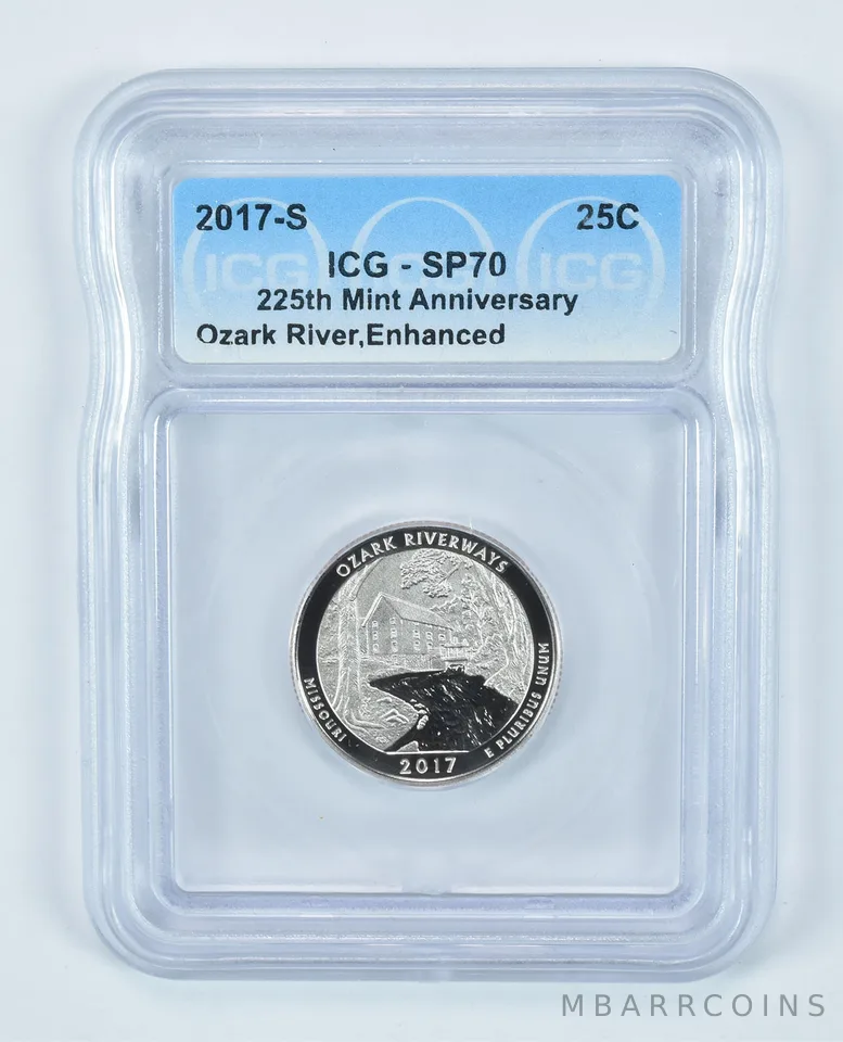 2017-S Washington Quarter Ozark River 225th Mint Anniversary Enhanced SP70 ICG