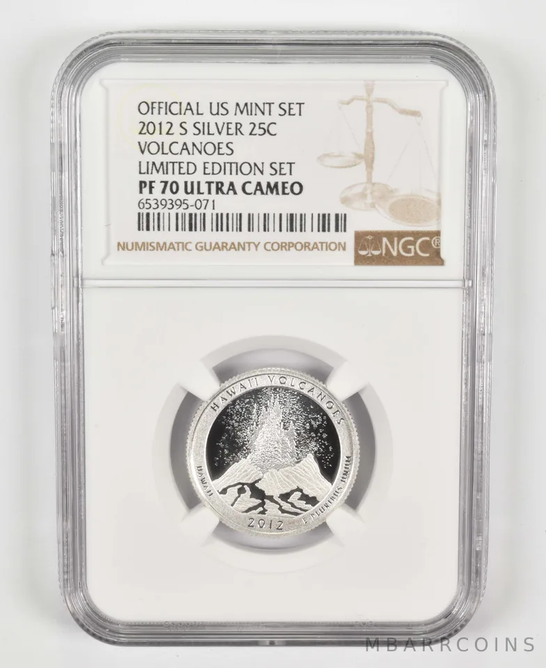 2012-S PF70 Volcanoes Silver Quarter US Mint Limited Edition Set NGC