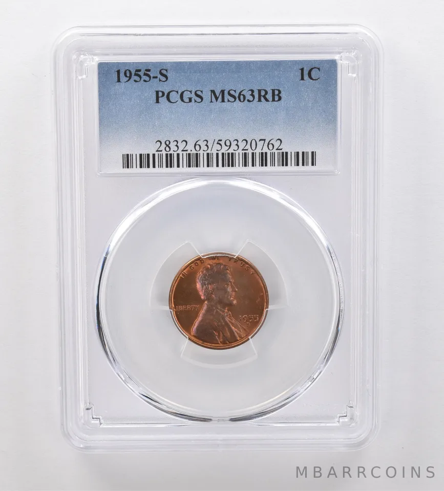 1955-S Lincoln Wheat Cent MS63 RB PCGS Beautiful Tone *2053