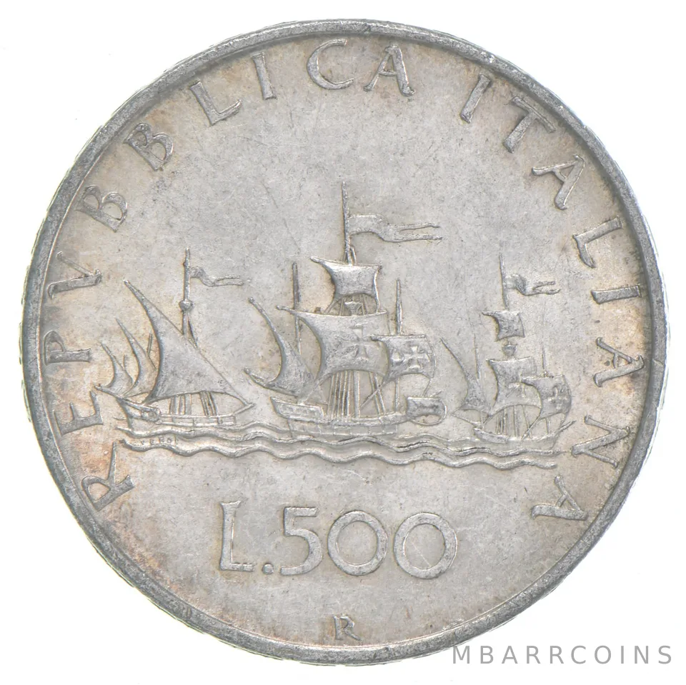 Random Date Christopher Columbus Anniversary Italy 500 Lire Coin Silver