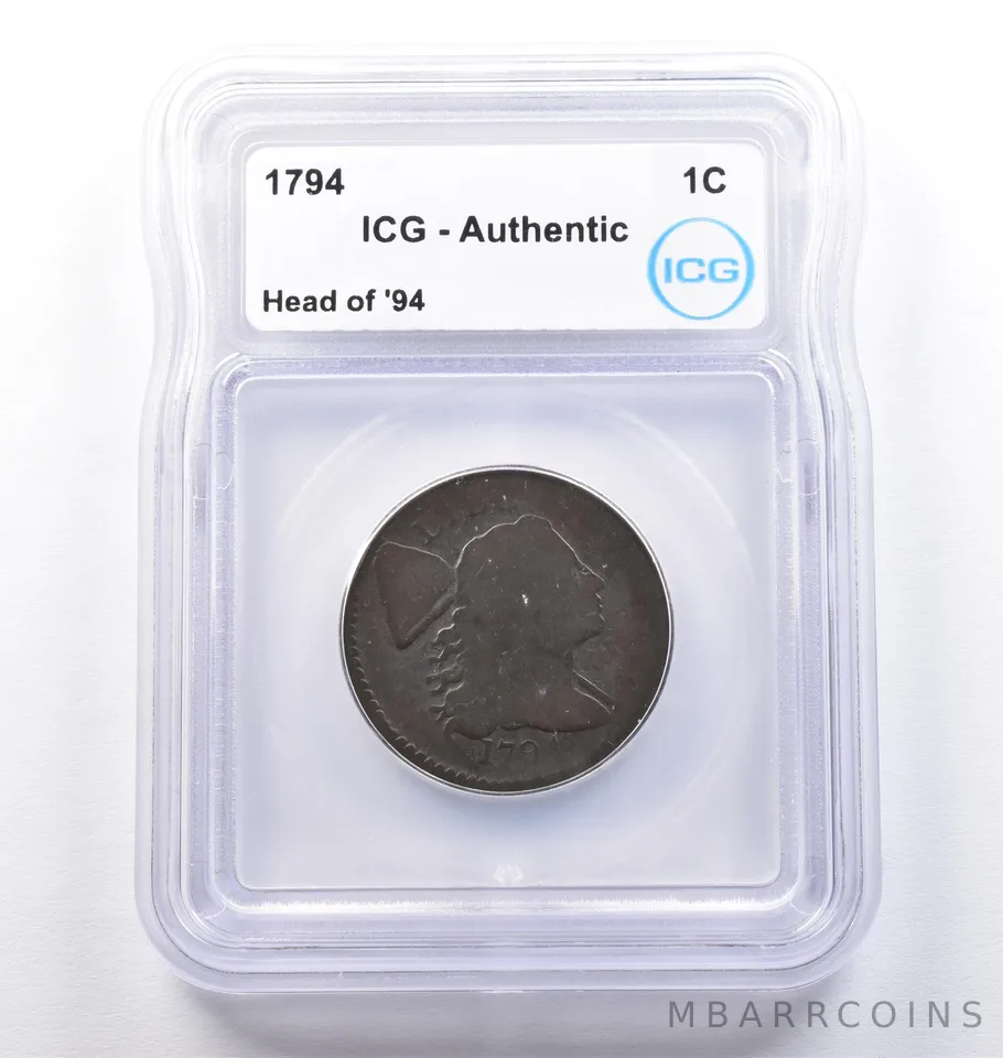 1794 Flowing Hair Large Cent Head Of 94 Authentic ICG a2467