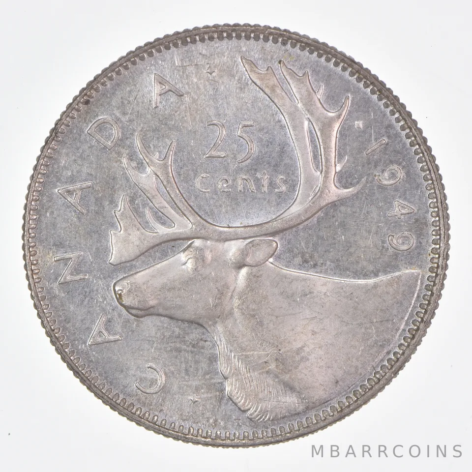 Better Date - 1949 Canada 25 Cents World Coin- Silver *372