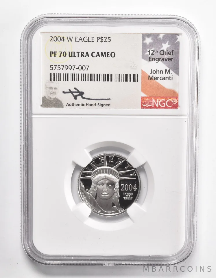 PF70 UCAM 2004-W $25 American Platinum Eagle - Signed - Mercanti NGC a1026