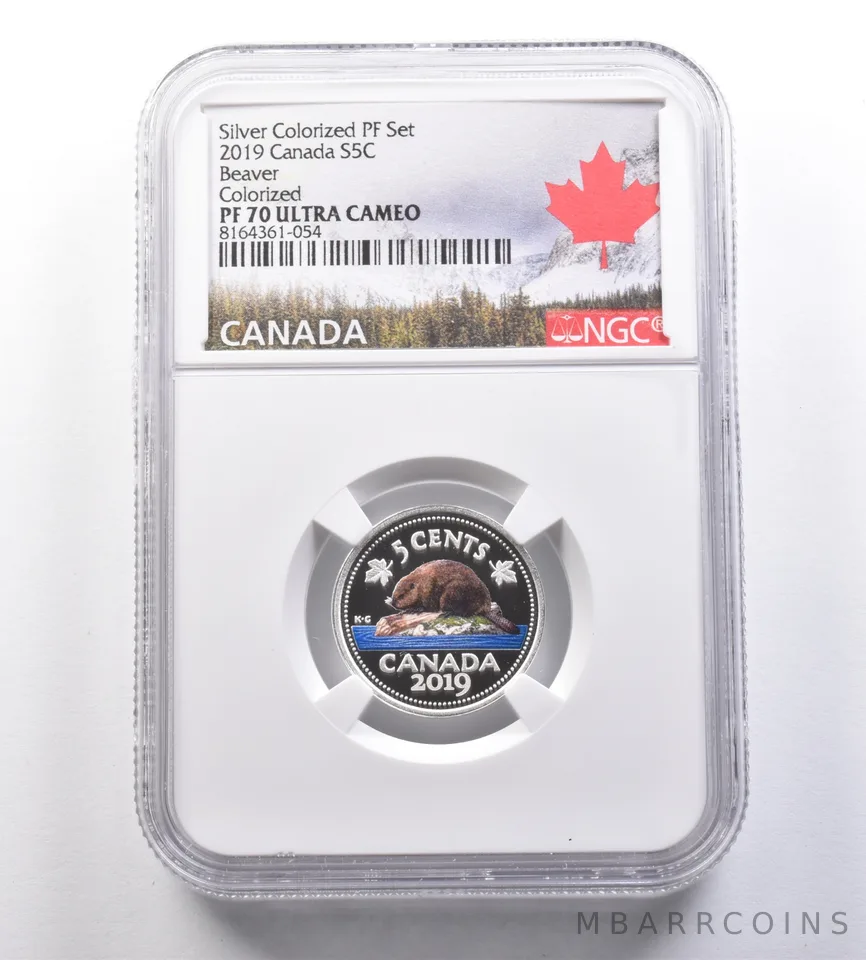 2019 Canada 5 Cents Silver Colorized PF Set Beaver PF70 UCAM NGC *7064