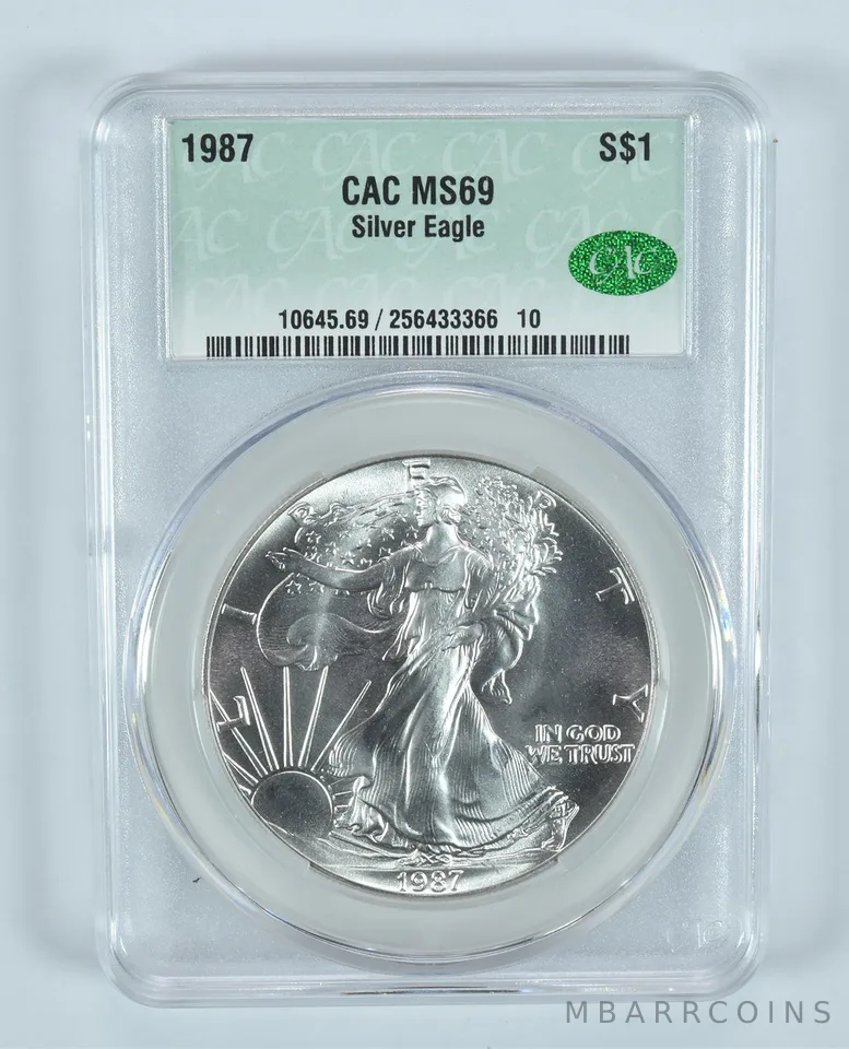 1987 American Silver Eagle MS69 CAC CACg