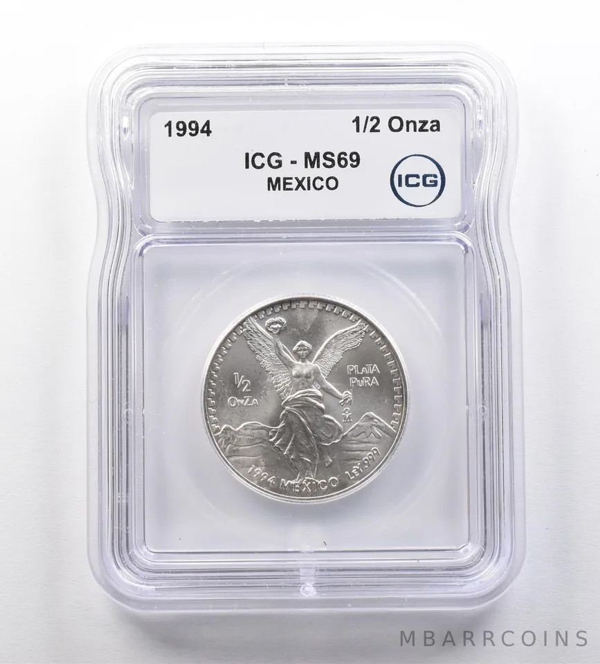 1994 Mo Mexico 1/2 Onza Silver Libertad MS69 ICG a1038